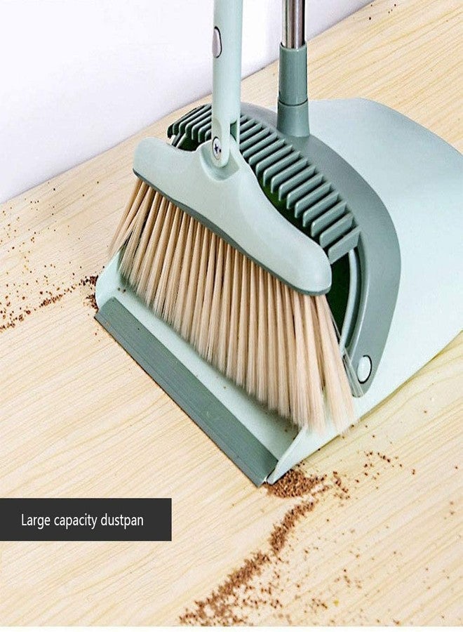 TRADY طقم مكنسة ومجرفة متعددة الوظائف للتنظيف المنزلي من TRADY، مصنوع من البلاستيك الناعم، بمقبض طويل، ومزود بمجرفة دوارة وحافة مطاطية. - Image 5